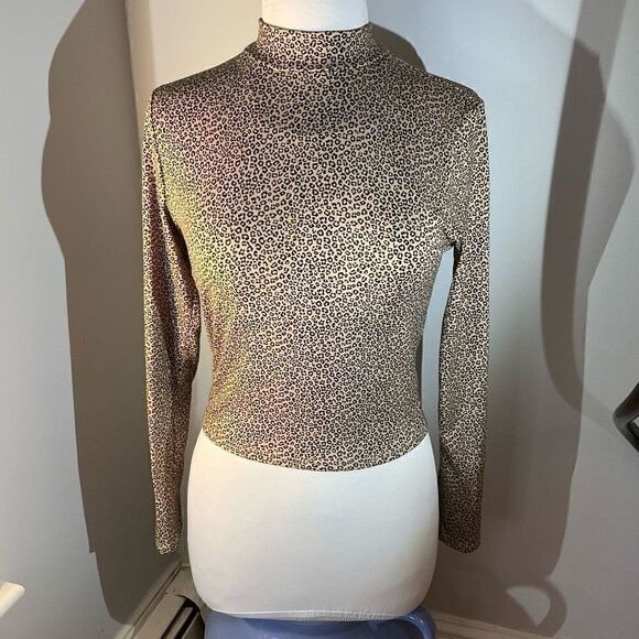 Gaze Cropped Mock Turtleneck, Leopard Print, S - Picture 7 of 9